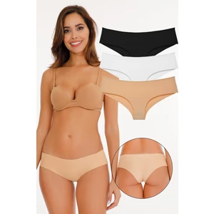 Kadın - Brazilian Panty Lazer Kesim Külot 3'lü Paket Set Karışık