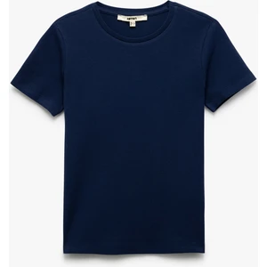 Pamuklu Kısa Kollu Bisiklet Yaka Basic Tişört