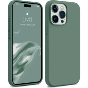 Iphone 15 Pro Max Kılıf Kadife Lansman Soft Yumuşak Liquid Silikon Kamera Korumalı Kapak Yeşil