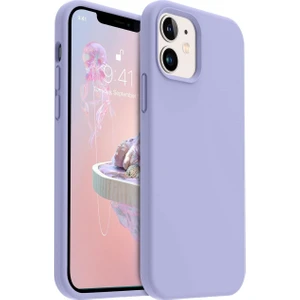 Apple iPhone 12/12PRO Kılıf Kadife Lansman Soft Yumuşak Liquid Silikon Kamera Korumalı Kapak Lila