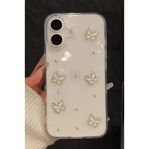 Apple iPhone 16 Uyumlu Kılıf Çiçek Kelebek Darbeye Karşı Dayanıklı Yumuşak Silikon Kapak