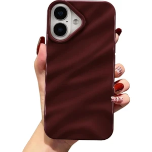Iphone 16 Uyumlu Kılıf Lüks Parlak Elektroliz Darbelere Karşı Dayanıklı Yumuşak Kapak Bordo
