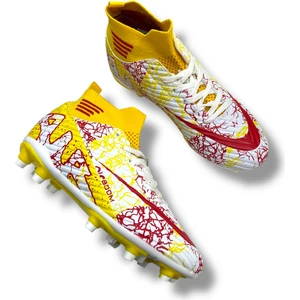 Çoraplı Krampon Beyaz Sarı Kırmızı Desenli