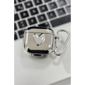 4. Nesil Uyumlu 2024 Kulaklık Kılıfı Kancalı Gümüş Kalp