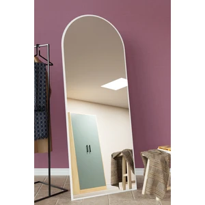 180X70 cm Beyaz Ahşap Çerçeveli Influencer ve Ayaklı Oval Boy Aynası