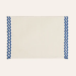Nilüfer Su Taşı Nakışlı Keten Amerikan Servis 35X50 cm Mavi