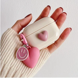 Airpods Pro 2. Nesil Uyumlu Roze Kalp Kopçalı Kulaklık Kılıfı