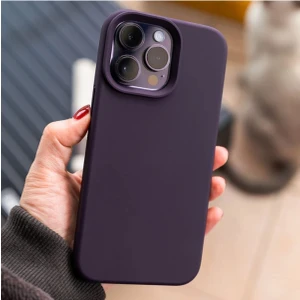 Iphone 14 Pro Max Kılıf Kadife Lansman Soft Yumuşak Silikon Kamera Korumalı Kapak Derin Mor