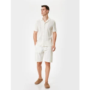 Keten Şort Kargo Cep Detaylı Bermuda