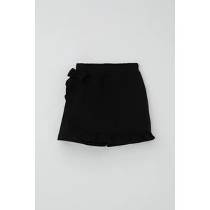 Kız Çocuk Şort Etek Fiyonk Aksesuarlı Fırfırlı 6-10 Yaş, Siyah