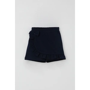 Kız Çocuk Şort Etek Fiyonk Aksesuarlı Fırfırlı 3-8 Yaş, Lacivert