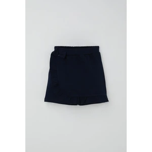 Kız Çocuk Şort Etek Fiyonk Aksesuarlı Fırfırlı 6-10 Yaş, Lacivert