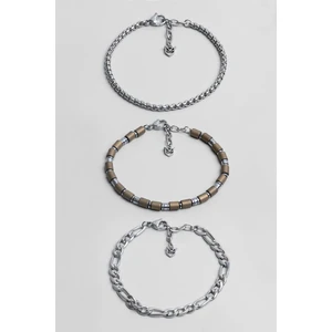 Kahverengi Hematit Taşlı Ayarlanabilir Erkek Çelik Üçlü Bileklik Seti