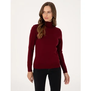 Pierre Cardin Kadın Vişne Slim Fit Basic Kazak 50315747-VR223