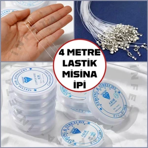 Esnek Lastik Misina Ipi 4 Metre 1.0mm Hobi Takı Tesbih Kolye Misina Ipi