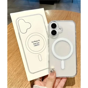 Iphone 16 Kılıf Magsafe Şeffaf Kılıf Kamera Çıkıntılı Darbeye Dayanıklı Kapak
