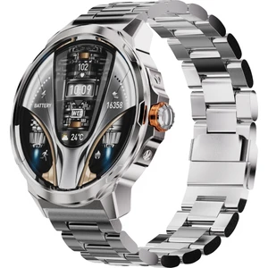 SK50 1.85" 52 mm Büyük Kasa  Akıllı Saat Silikon + Metal Çift Kordonlu