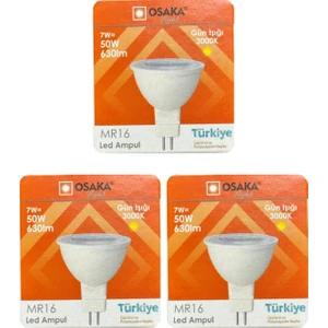 (3 adet) Osaka 7W (50W) Sarı Işık (3000K) G4 DUYLU (Iğne Bacak) LED Çanak Ampul