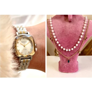 Kare Kadran Retro Model Kadın Kol Saati+Çelik Kolye Hediye