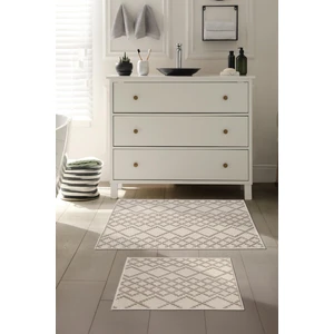 Sakura SK002A Doğal Pamuk 2'li Banyo Paspas Seti 60X90 60X50CM Kaymaz Taban Makinada Yıkanabilir