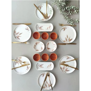 Kahverengi Çiçekler 6 Kişilik 16 Parça Kahvaltı Takımı