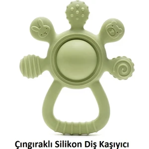 Tuto Baby ÇINGIRAKLI Silikon Diş Kaşıyıcı (HAYVAN DESENLİ, PALMİYE ŞEKİLLİ)