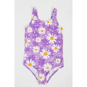 Şık Kız Çocuk Mayo Desenli Rahat Hızlı Kuruyan Mayo Deniz Havuz Plaj Mayosu