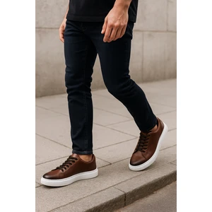 GR0310 Hakiki Özel Yapım Floter Deri Yüksek Eva Taban Kahverengi Sneakers Erkek Ayakkabı