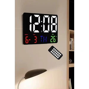 Dijital Duvar Saati Hd LED Ekran Tarih Gün Sıcaklık Alarm USB Dekoratif 25X16CM (pilsiz)