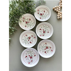 Fushia Çiğdem Model 6’lı Yuvarlak Kahvaltı Tabağı