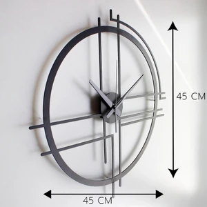 45 cm Siyah Çelik Duvar Saati – Sessiz Quartz Mekanizma, Paslanmaz ve Dayanıklı Tasarım