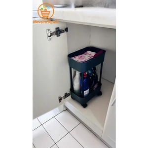 2 Katlı Tekerlekli Düzenleyici Raf,banyo Dolabı,mutfak Tezgah Deterjan Organizeri,tuvalet Kağıtlık