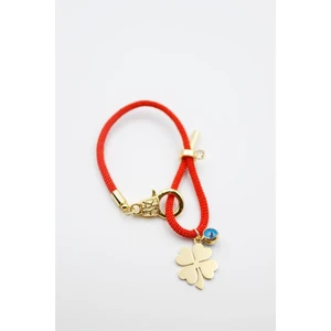 Ipli Yonca Bileklik - Kırmızı