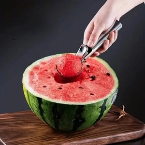 Paslanmaz Çelik Dondurma Kaşığı Tatlı ve Kavun Topları Için Ergonomik Pratik Tasarım 430 Paslanmaz Çelik Gri Kepçe Yaylı Dondurma Kaşığı