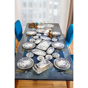 41 Parça Spring Time Beyaz Gold Pasta Servis Sunum Seti ve Kahvaltı Takımı Çay Bardağı Takımı