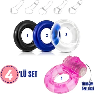 Penix Titreşimli Dörtlü Penis Halkası Seti