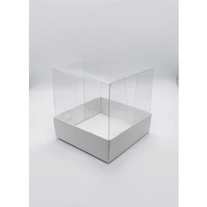 50'li Kare Şeffaf Kapaklı Bristol Kağıt Dekoratif Kutu – Özel Gün Hediyelik ve Çok Amaçlı Sunum Kutuları