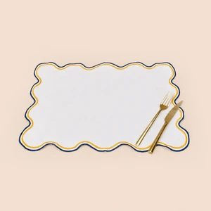 Soft Nonna Amerikan Servis - Hardal / Mavi - 30X50 cm