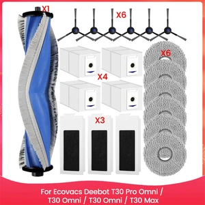 Ecovacs Deebot T30 Pro Omni / T30 Omni / T30 Omni / T30 Max Vakum Ana Yan Fırça Hepa Filtre Paspas Bezi Toz Torbaları (Yurt Dışından)