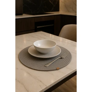 4 Adet Gri Jüt Supla Takımı, Amerikan Servis Seti, Lüx Sunum Tabak Altlığı ( 33 x 33 cm )
