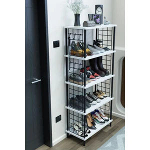 Barin Design 5 Raflı Telli Çevir Kur Çok Amaçlı Ayakkabılık ve Düzenleyici Raf Ünitesi Antre, Banyo, Balkon, Ofis