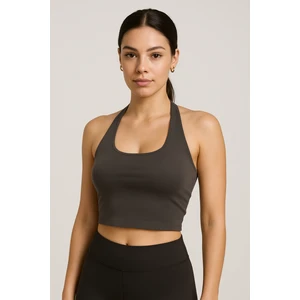 Kadın Antrasit Boyundan Geçmeli Crop