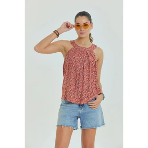 Pileli Bohem Tarz Kolsuz Bluz