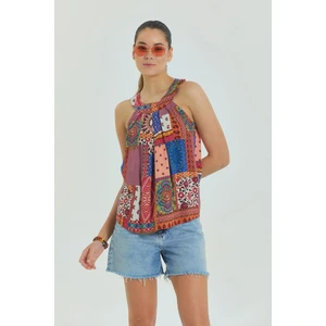 Pileli Bohem Tarz Kolsuz Bluz