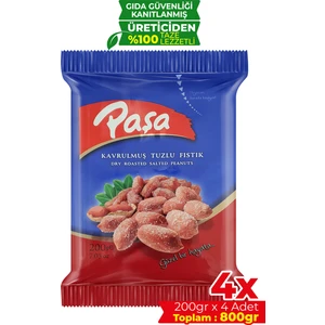 Paşa Kuruyemiş Kavrulmuş Tuzlu Fıstık 200 gr x 4 Adet (800 gr)