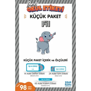 Edip Baskı Fil Küçük Paket Okul Etiketi