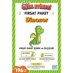 Edip Baskı Dinozor Fırsat Paket Okul Etiketi