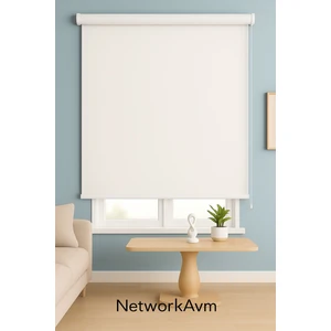 Kalın Ithal , Ekru Mat Beyaz Zebra Stor Perde , Güneşlik Perde Etek Düz, Alüminyum Kasa,metal Ayak