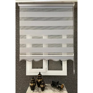 Plisei Stor Zebra Perde Etek Dilimli (Gri)