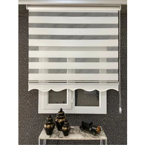 Ithal Bambu Ekru Zebra Stor Perde Etek Dilimli (+Alüminyum Kasa)